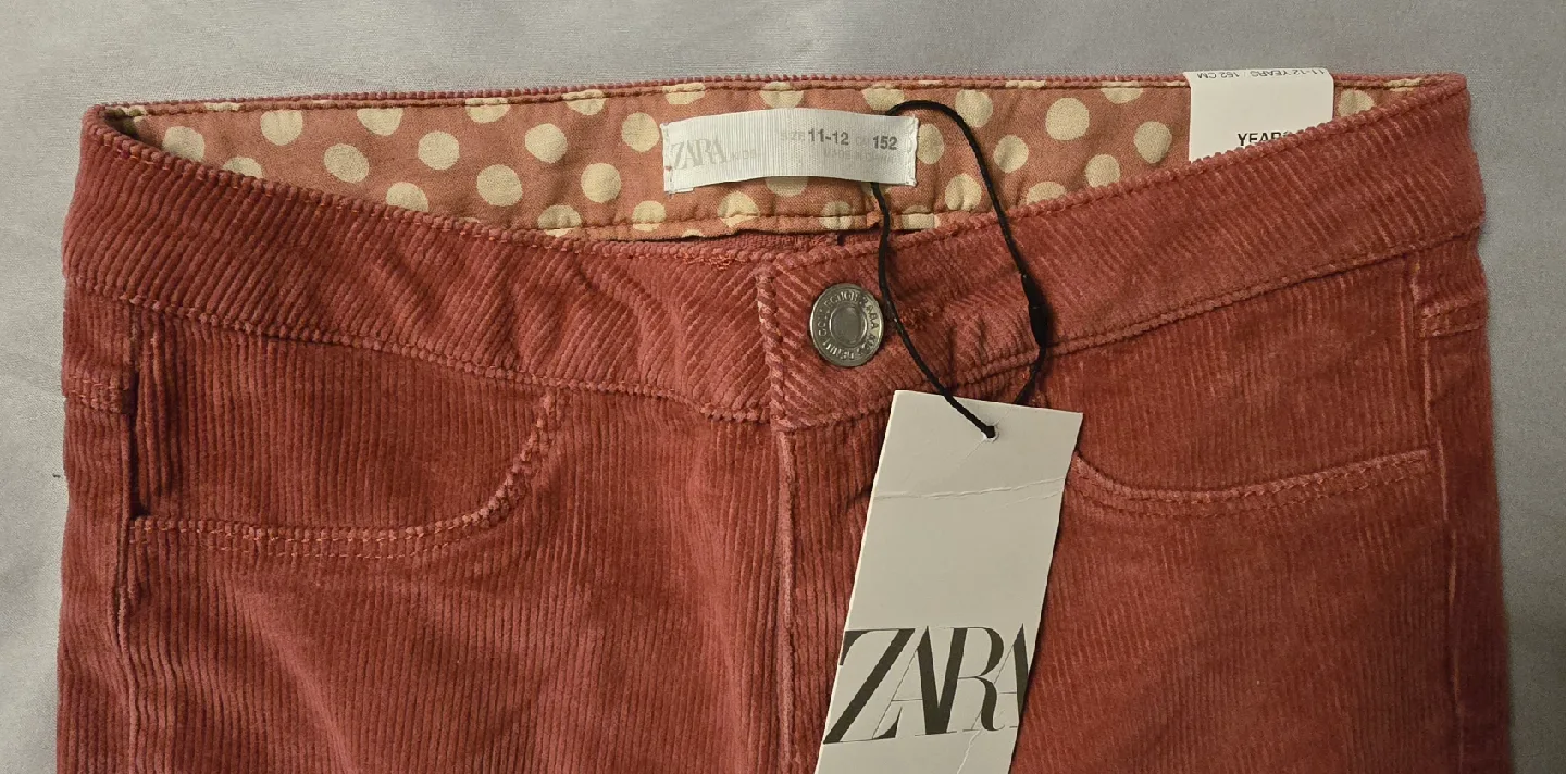 NEW! Girl's Zara Corduroy Pants! Size 11-12 Youth image indicator(2)