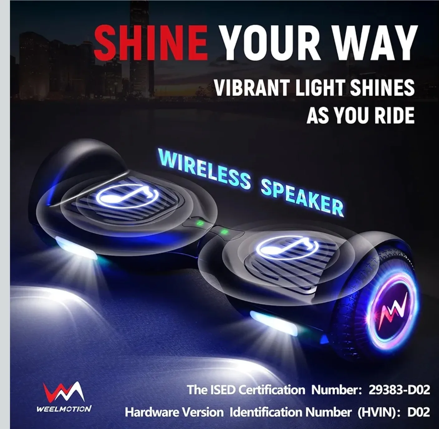 Weelmotion Hoverboard - 36V Battery, 10km Range image indicator(2)