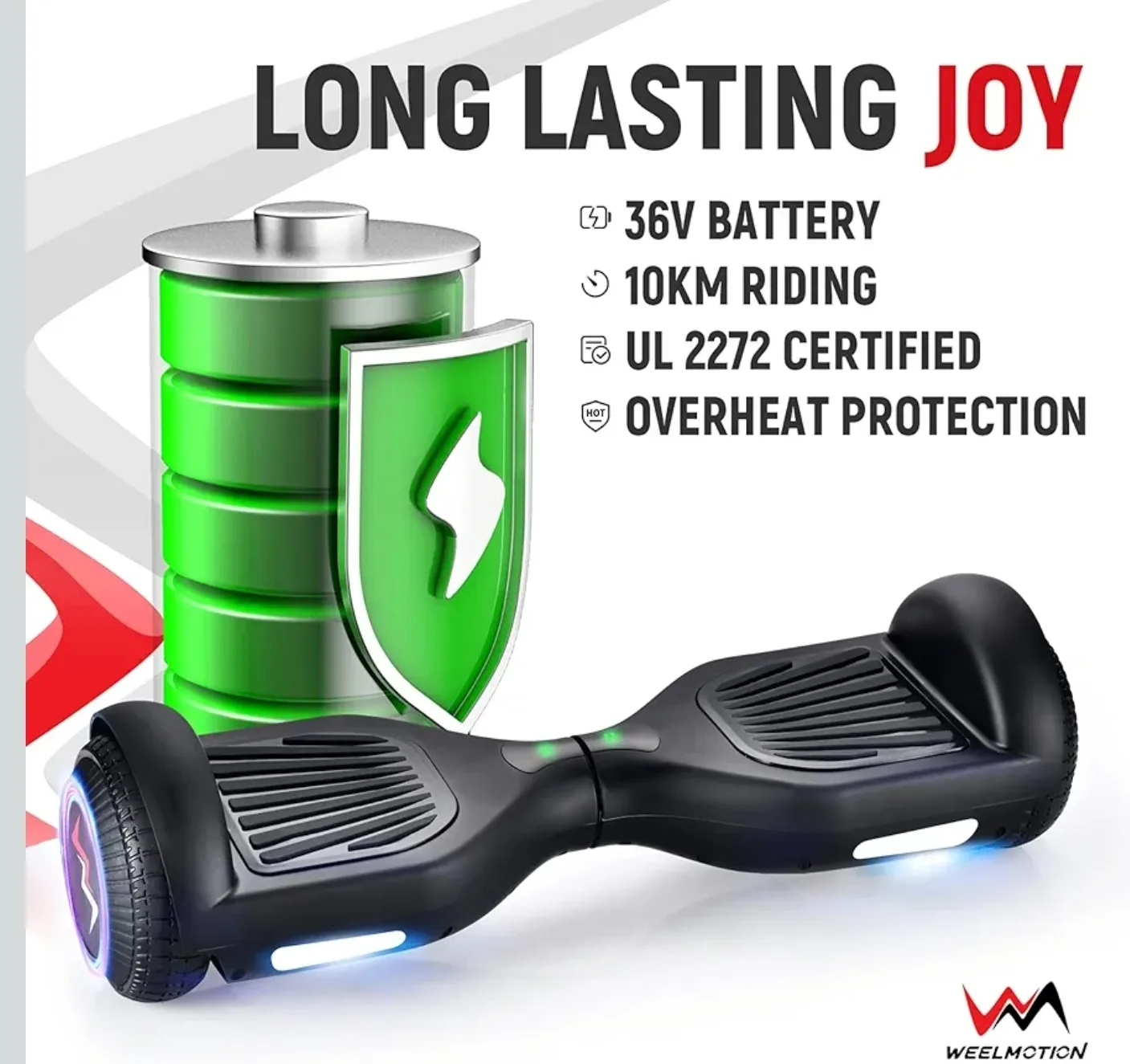Weelmotion Hoverboard - 36V Battery, 10km Range image indicator(3)