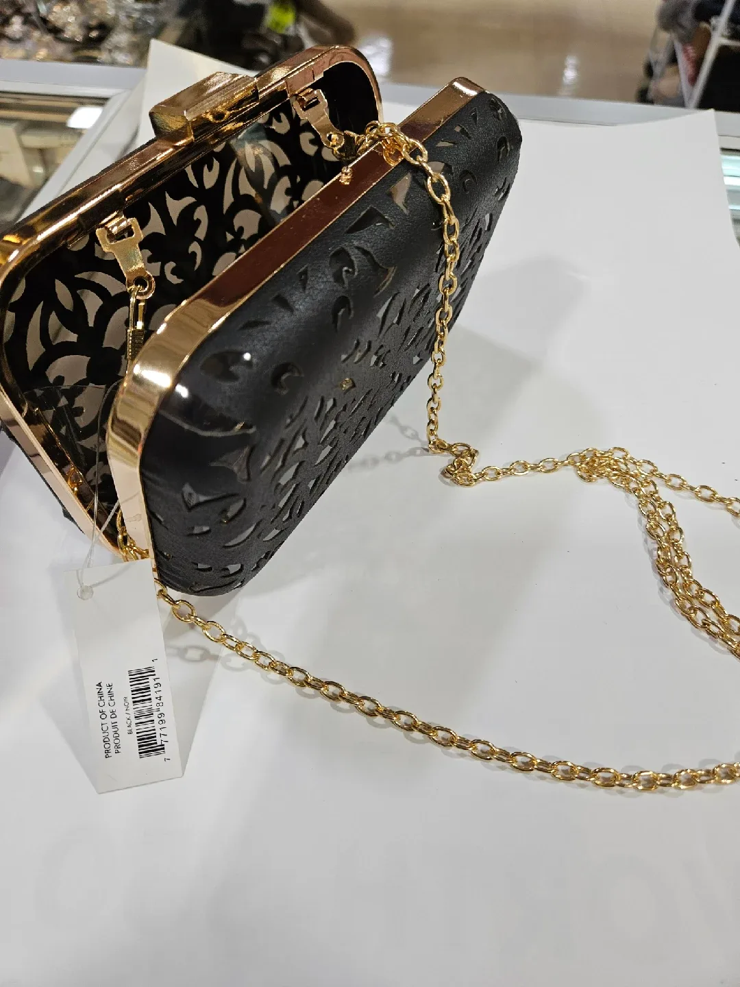 Black & Gold Clutch with Chain Strap image indicator(2)