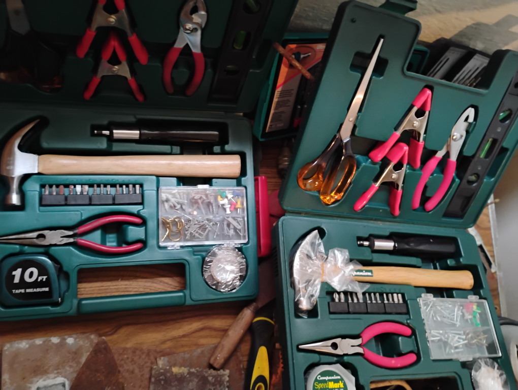Tool Set with Hammer, Pliers, Screwdriver, and More