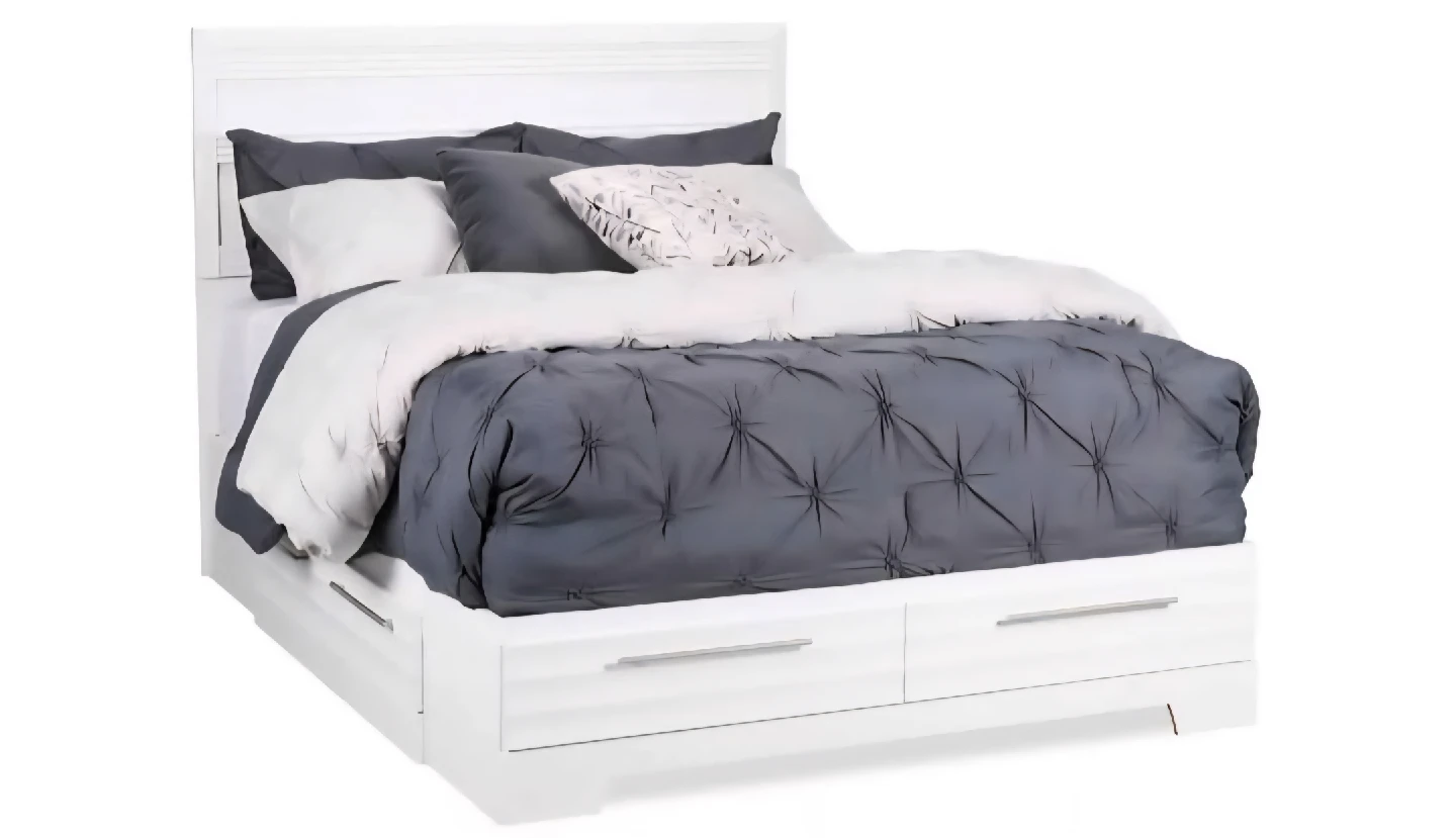 White Bed Frame with Storage Drawers