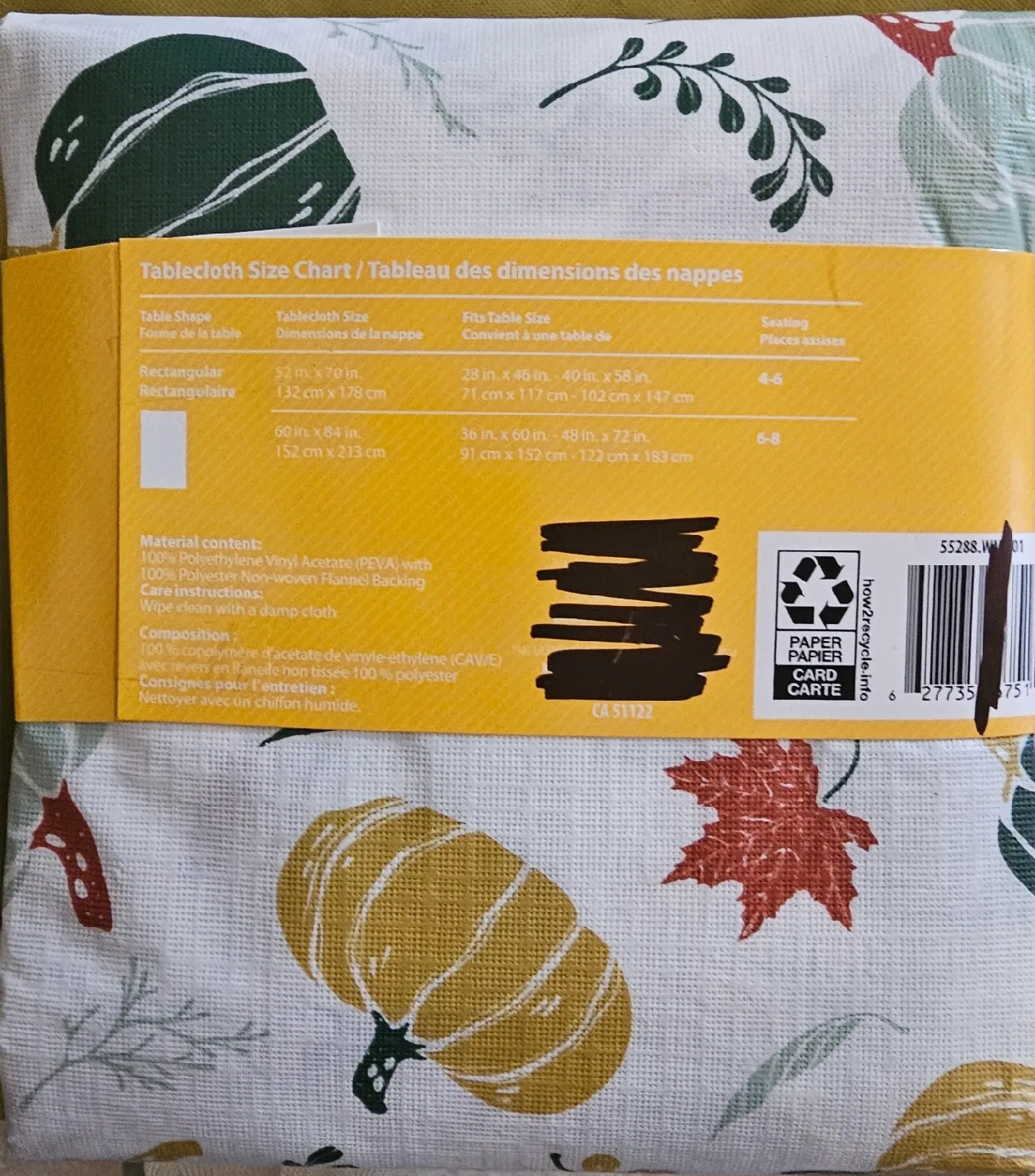 Celebrate Together PEVA Tablecloth 52x70 inch New