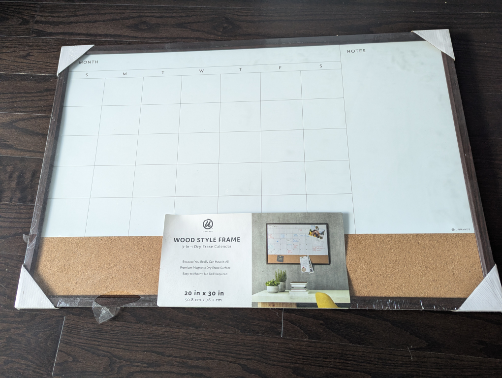FREE Brand New - Wood Style Frame 3-in-1 Dry Erase Calendar