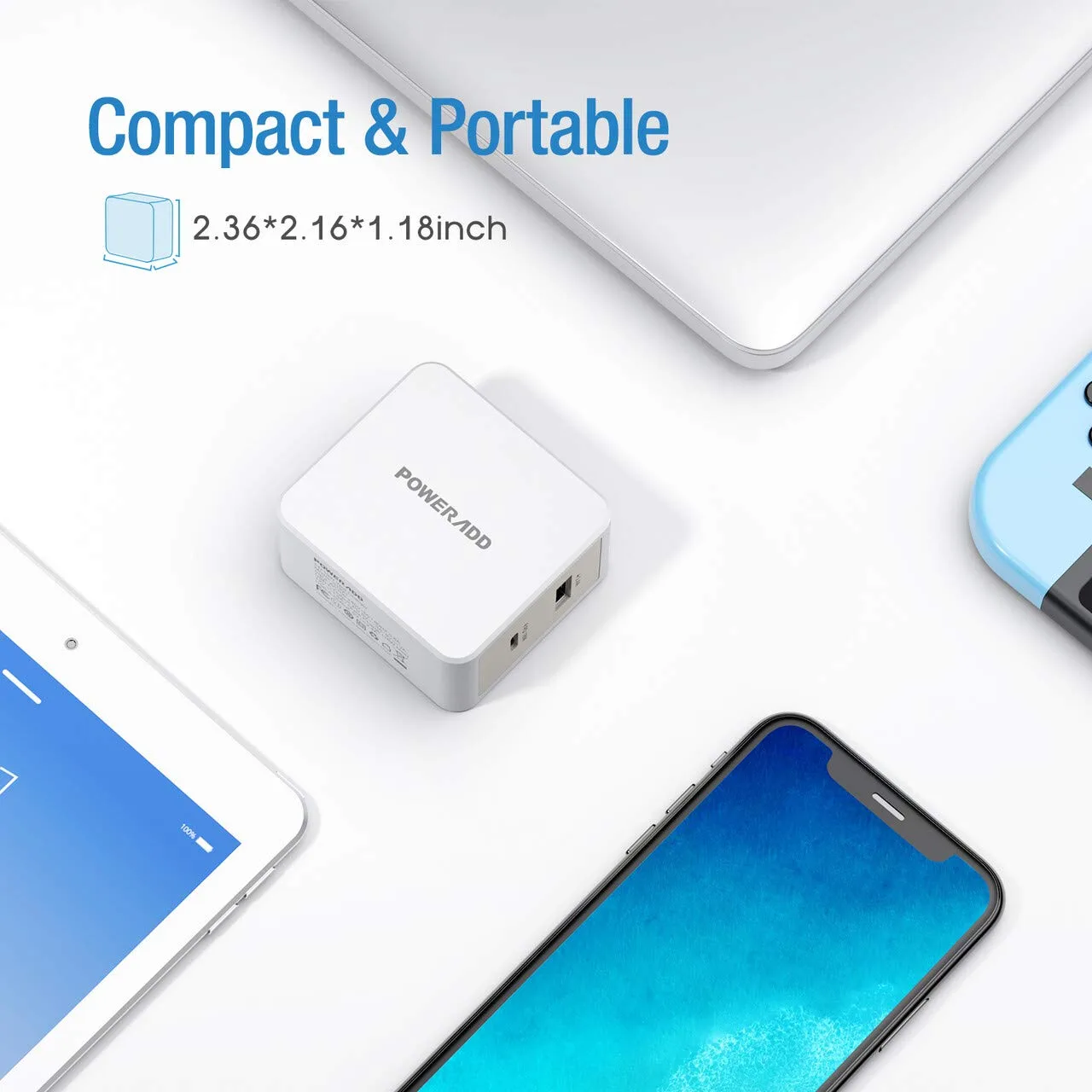 USB C Wall Charger,POWERADD 30W Dual Port Type C Charger image indicator(5)