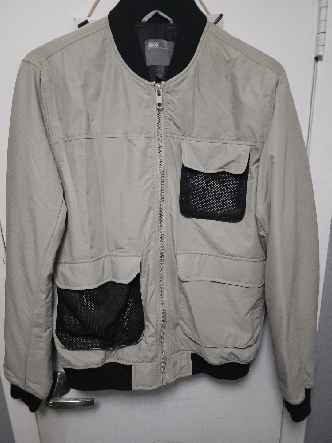 ASOS Beige & Black Bomber Jacket - Size S