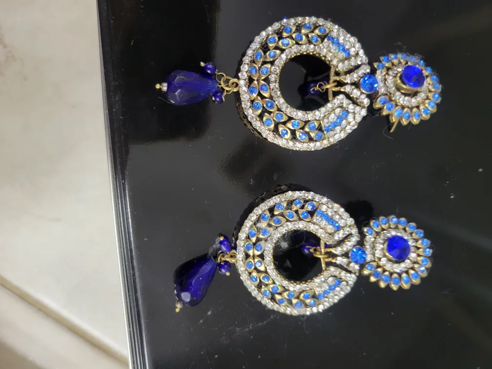 Blue & Silver Statement Earrings thumbnail