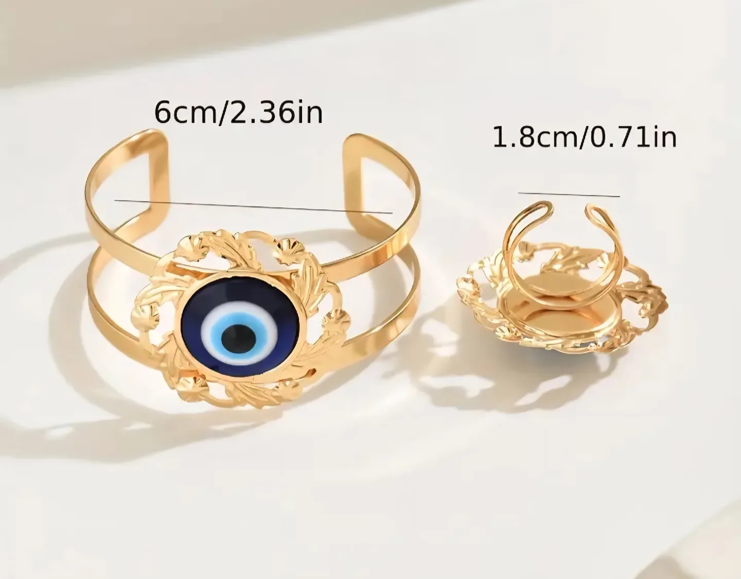 Evil Eye Gold Ring and Bracelet Set image indicator(5)