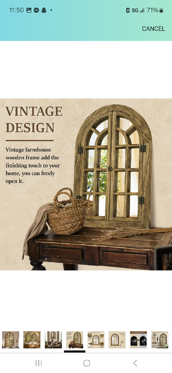Vintage Farmhouse Wooden Frame Window Mirror - photo 5