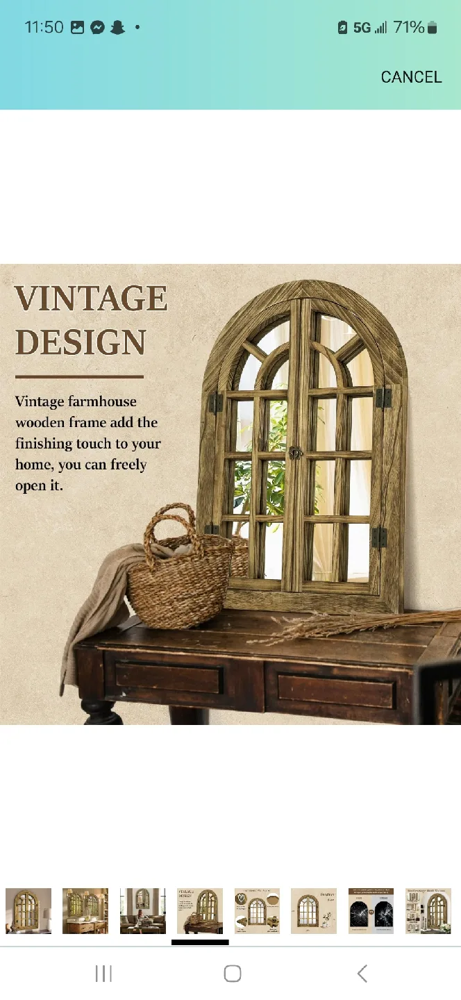 Vintage Farmhouse Wooden Frame Window Mirror image indicator(5)