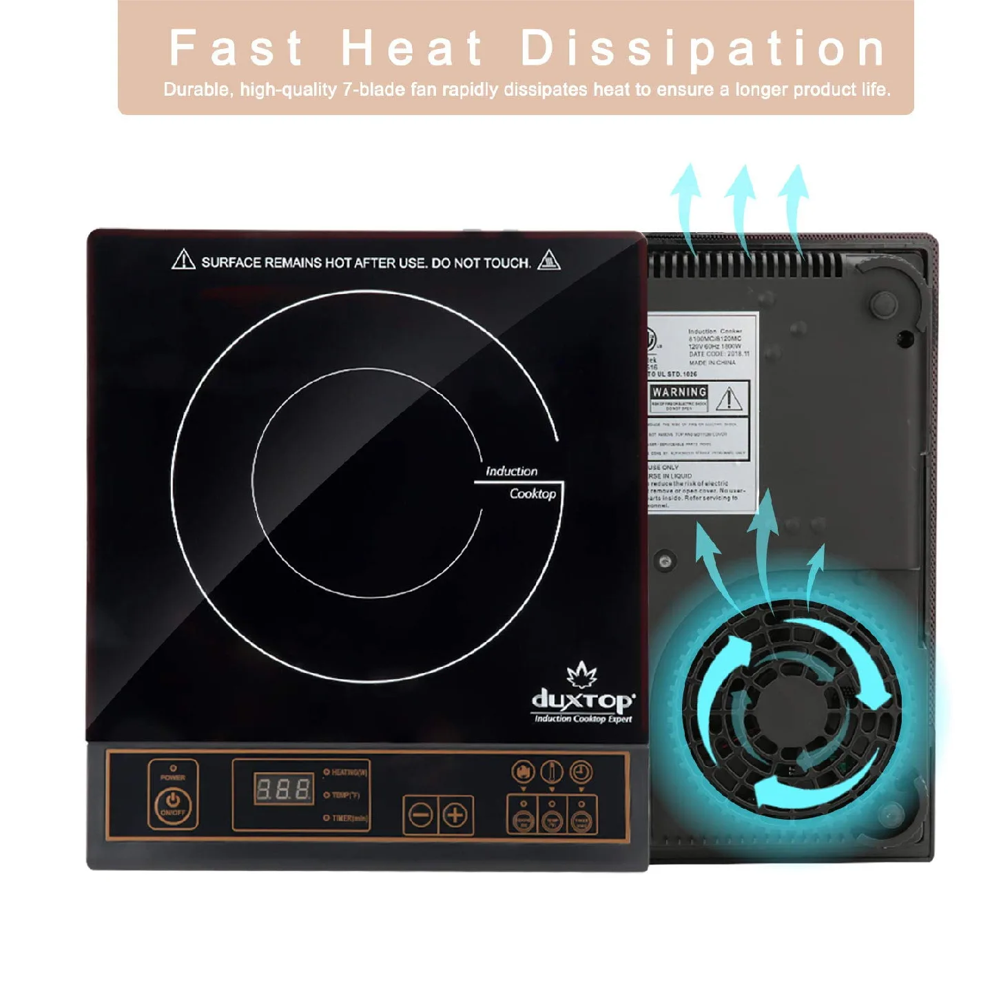Duxtop 1800W Portable Induction Cooktop Countertop Burner image indicator(4)