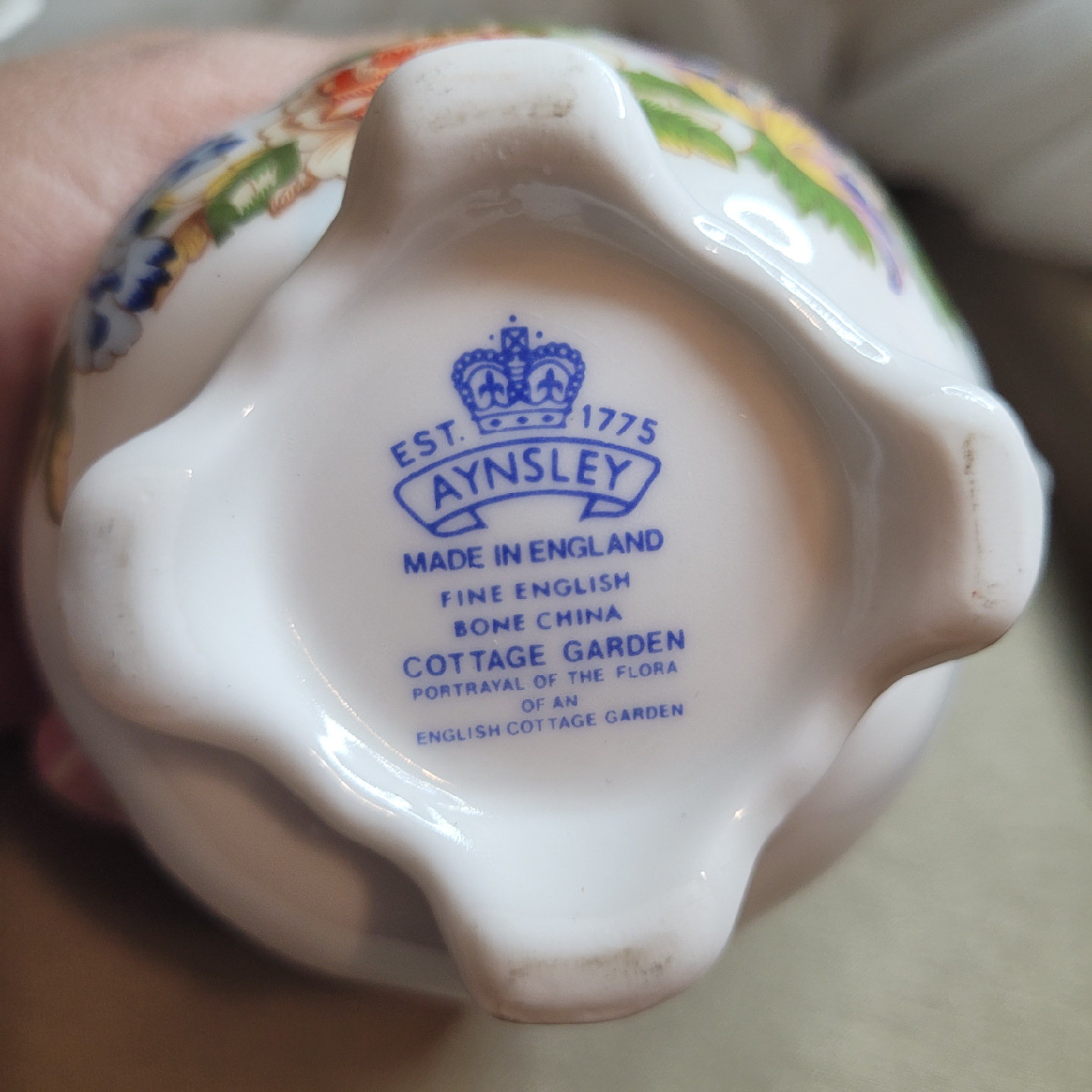 Aynsley Bone China Creamer & Sugar Set - Green Cottage... - photo 3