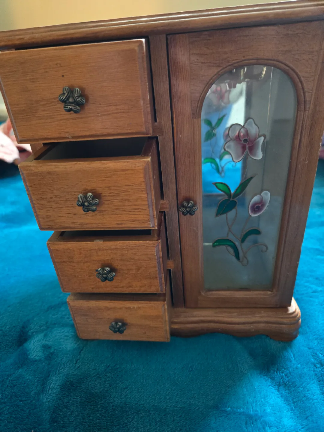 Wooden Jewelry Box with Drawers & Glass Door image indicator(2)