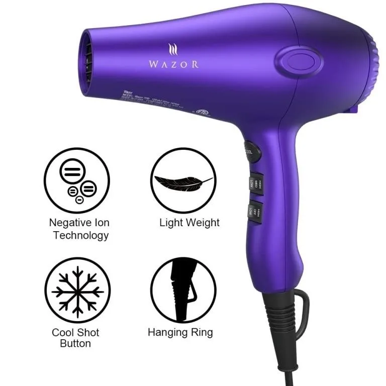 WAZOR Purple Hair Dryer with Attachments image indicator(3)