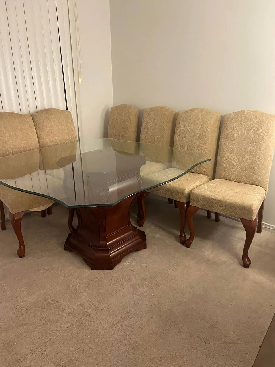 Glass Top Dining Table with Wood Base image indicator(9)