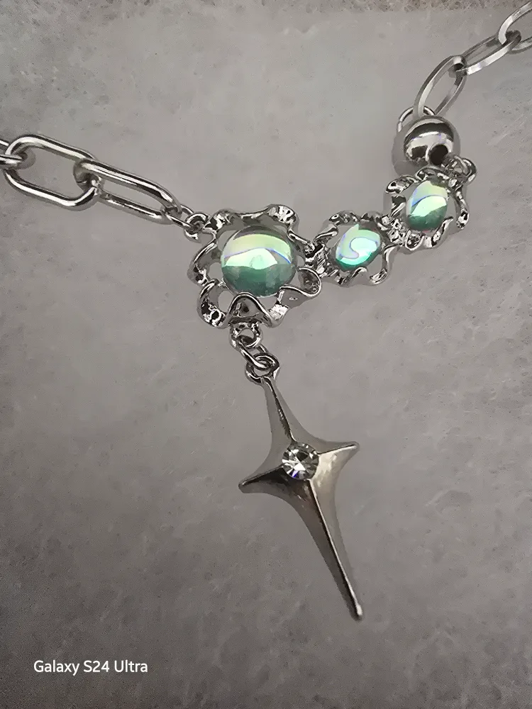 Silver Tone Star Pendant Necklace - S925 image indicator(3)