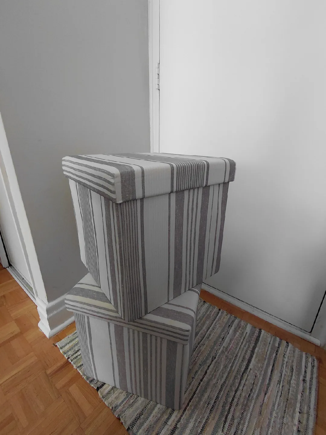 Set of 2 Striped Storage Ottomans 🥕🥕🥕
