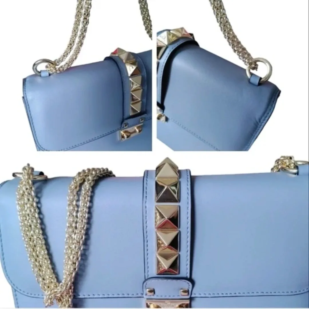 Valentino Garavani Blue Leather Rockstud Bag image indicator(9)