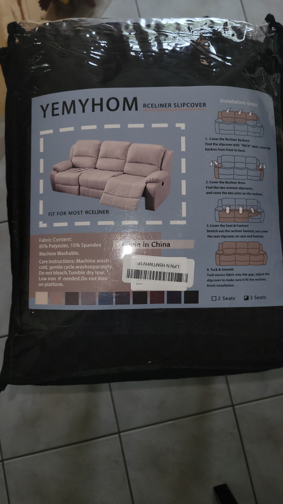 Recliner Slipcover - Fits Most Recliners! 3 Seater BROWN