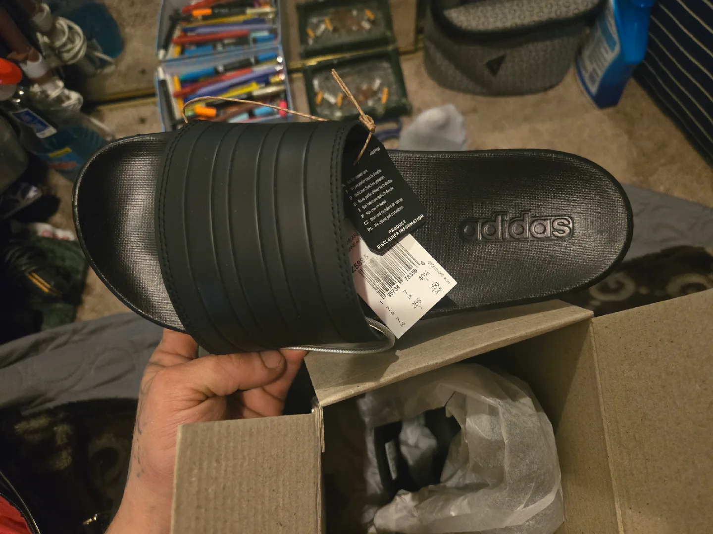 Adidas Adilette Comfort Slides - Size 7 - Black image indicator(2)