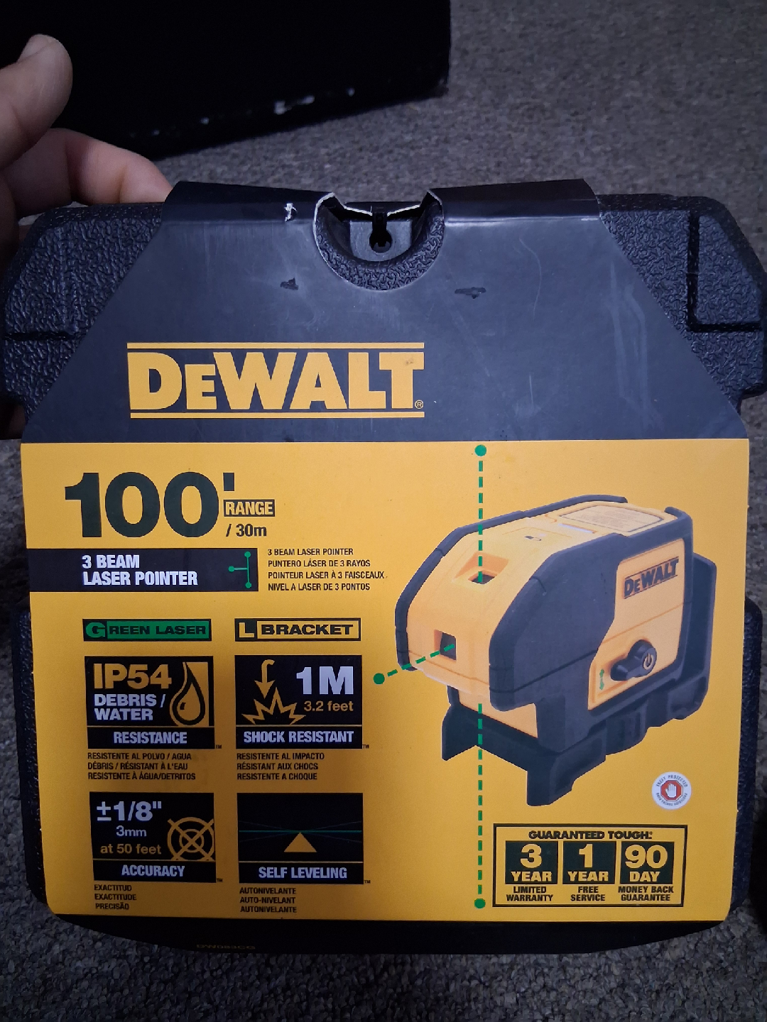 DeWalt DW083CG 3-Beam Green Laser Pointer