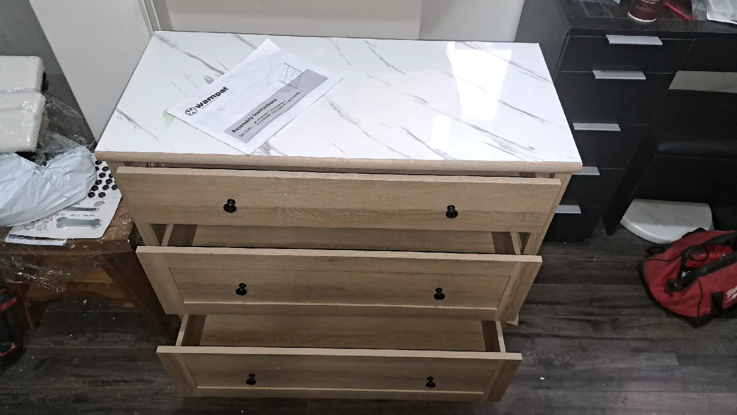 Wampat 3-Drawer Dresser, Marble Top image indicator(8)