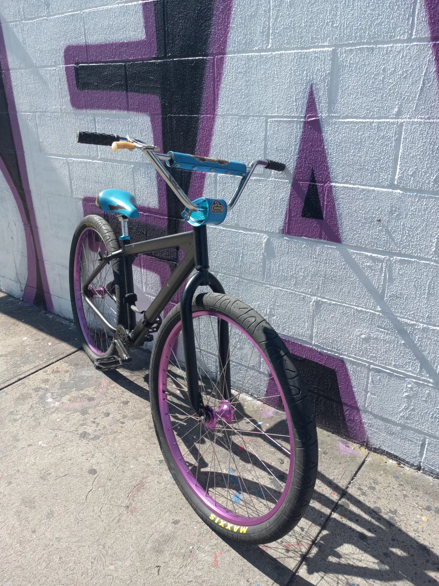 SE BIG RIPPER 29ER Black BMX Bike with Purple Rims thumbnail