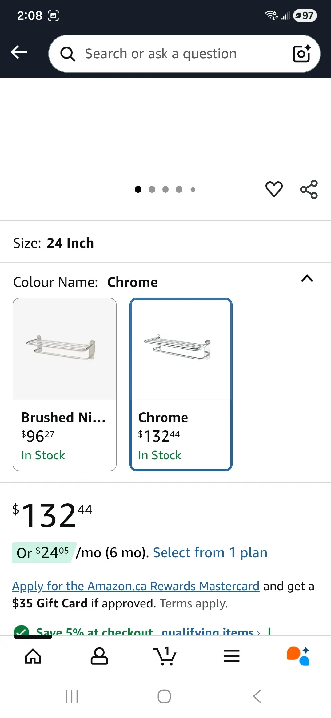 Hotel Wall Towel Rack - Chrome - 24 Inch image indicator(5)