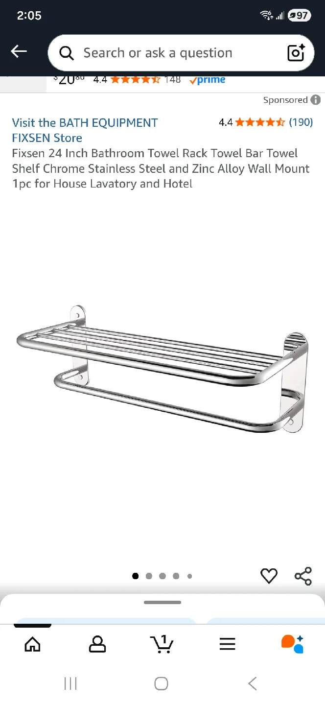 Hotel Wall Towel Rack - Chrome - 24 Inch image indicator(6)