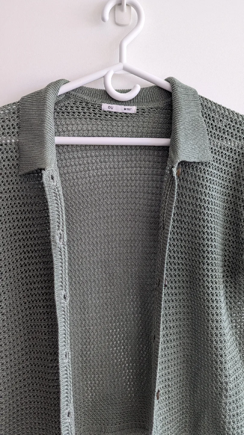 GU Olive Green Knit Polo Shirt🥕 image indicator(7)