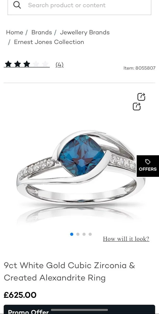 Ernest Jones  Zirconia & Created Alexandrite Ring image indicator(4)