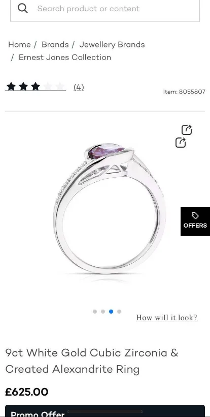 Ernest Jones  Zirconia & Created Alexandrite Ring image indicator(5)