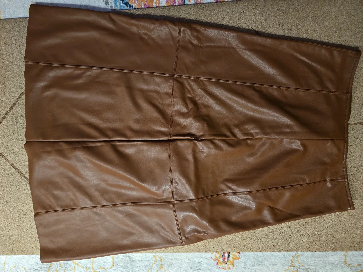 Brown Faux Leather Skirt