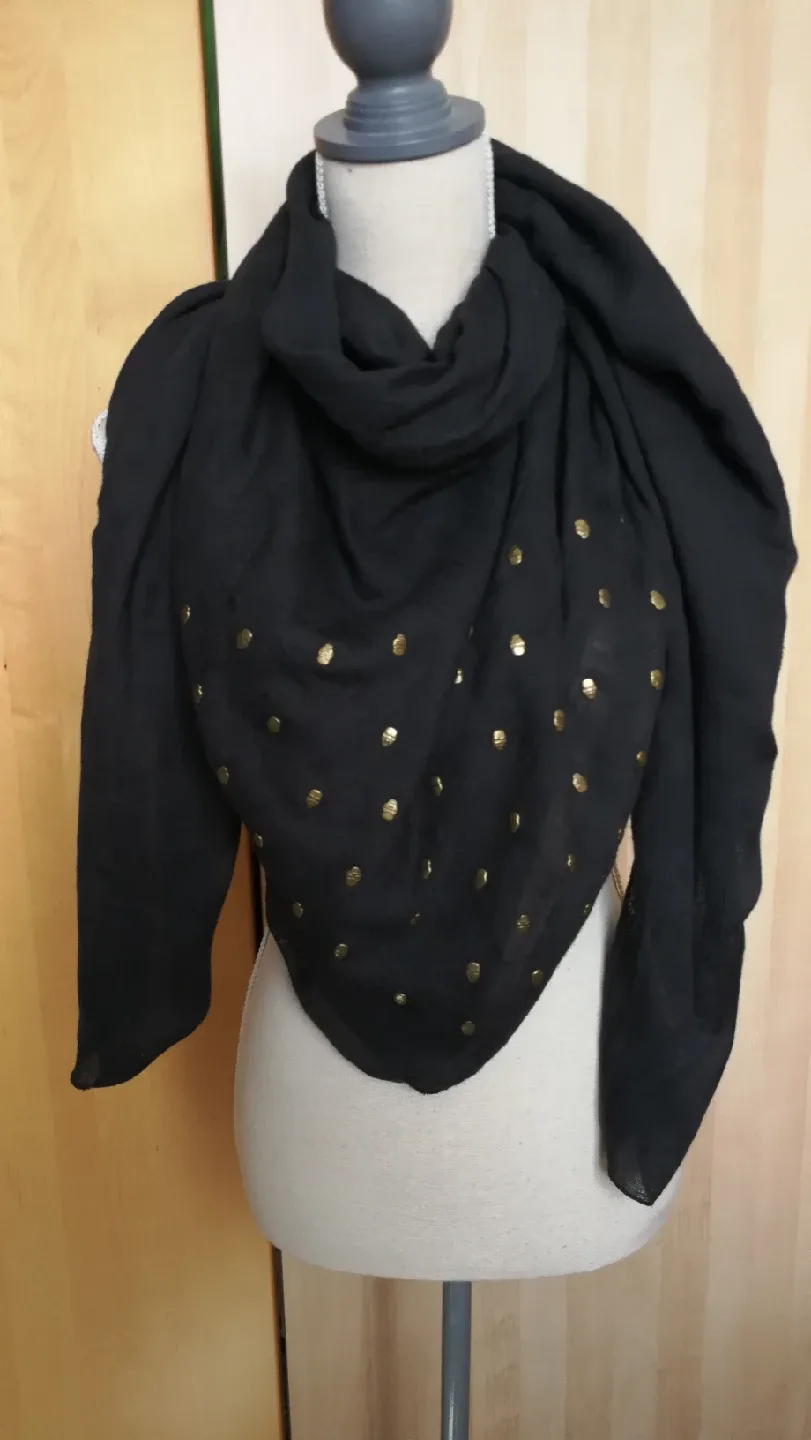 Black Scarf/shawl with Gold Skull Embellishments image indicator(5)