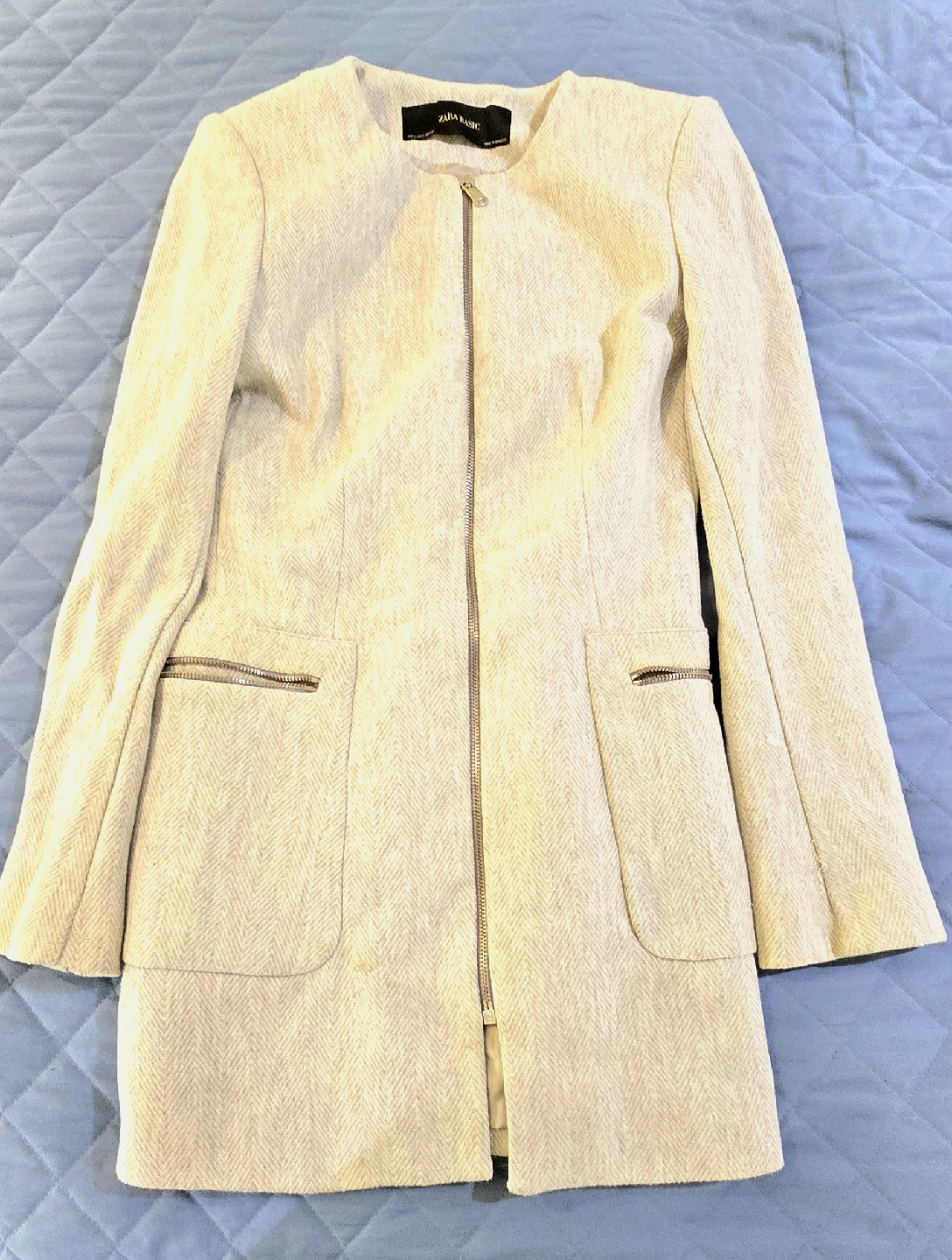 Zara Basic Beige Zip-Up Jacket