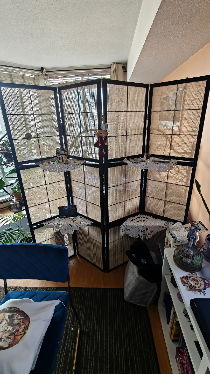 Folding Woven Room Divider Screen