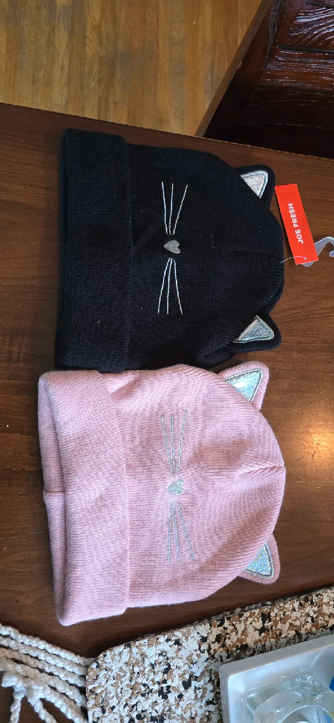 Joe Fresh Kids' Cat Beanie - Black and Pink, L/g - xl/tg image indicator(2)