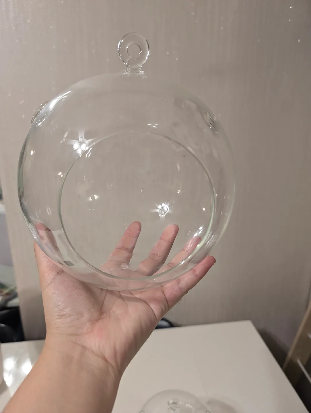 4 Clear Glass Hanging Terrarium Globes - 4" Diameter image indicator(2)