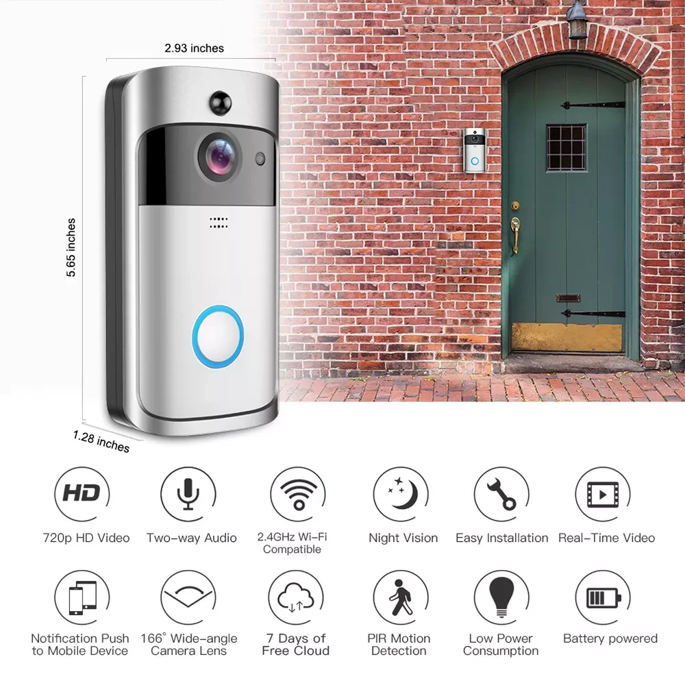 V5 Wireless Doorbell Camera with 3 free Li-ion batteries - photo 2