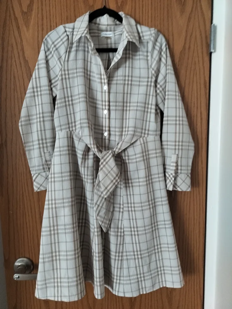 Calvin Klein Plaid Tie-Front Dress Size 6