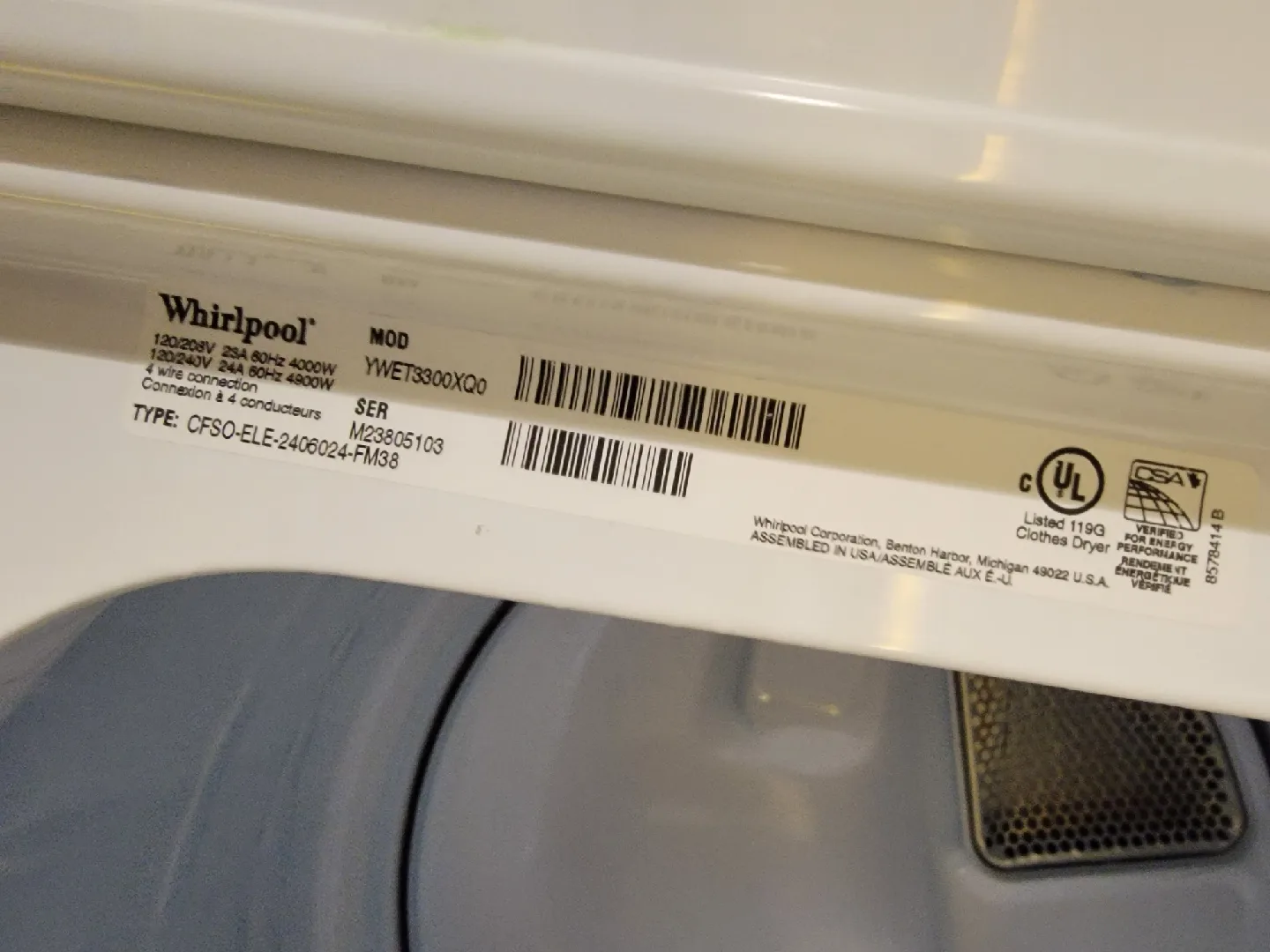 Whirlpool YWET3300XQ0 Washer/Dryer Combo image indicator(3)