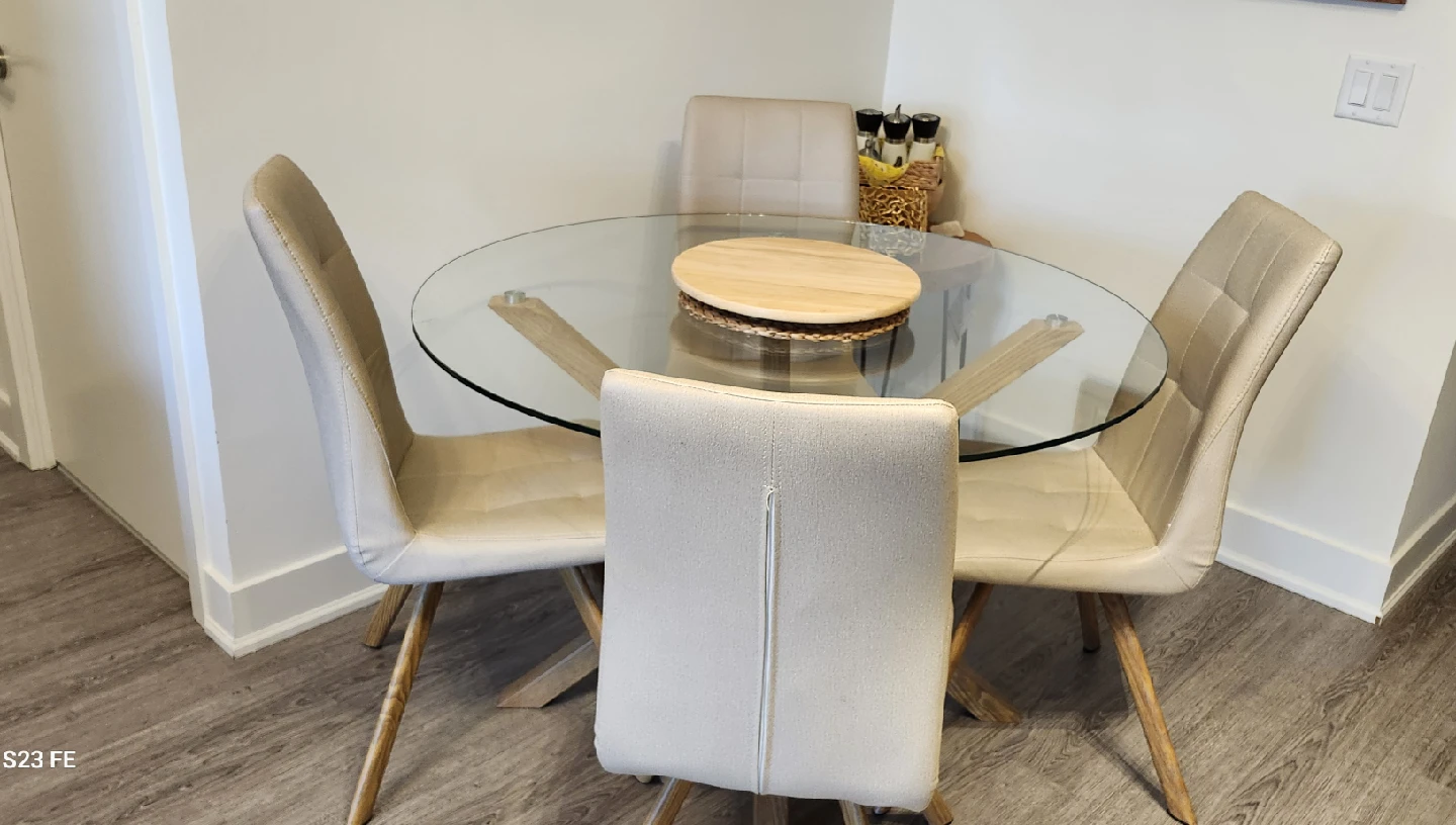 Glass Round Dining Table with 4 Chairs - photo 2