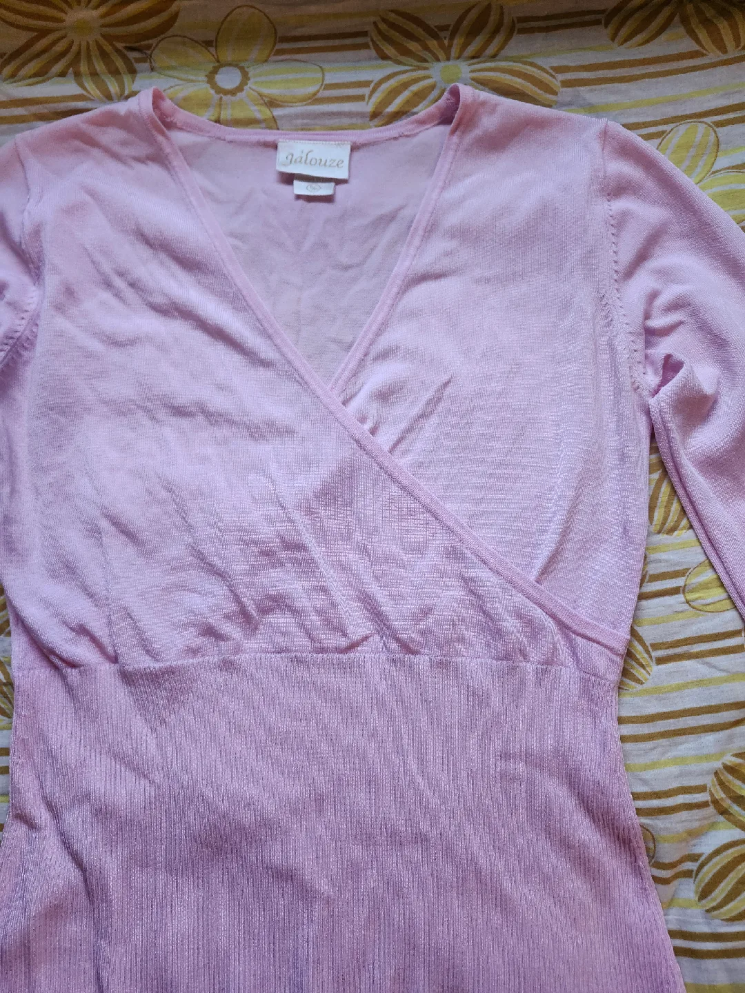 Pink long sleeve balletcore wrap top image indicator(3)