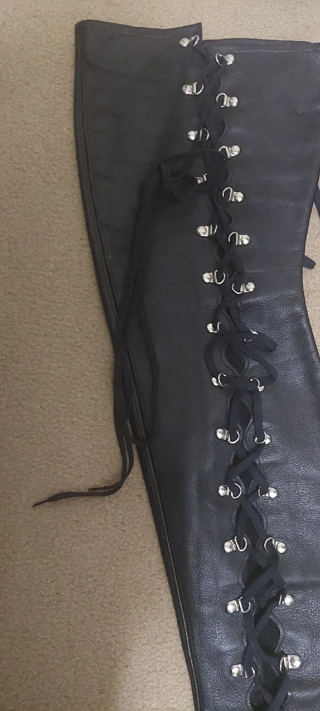 Black Lace-Up Thigh High Heel Boots image indicator(3)