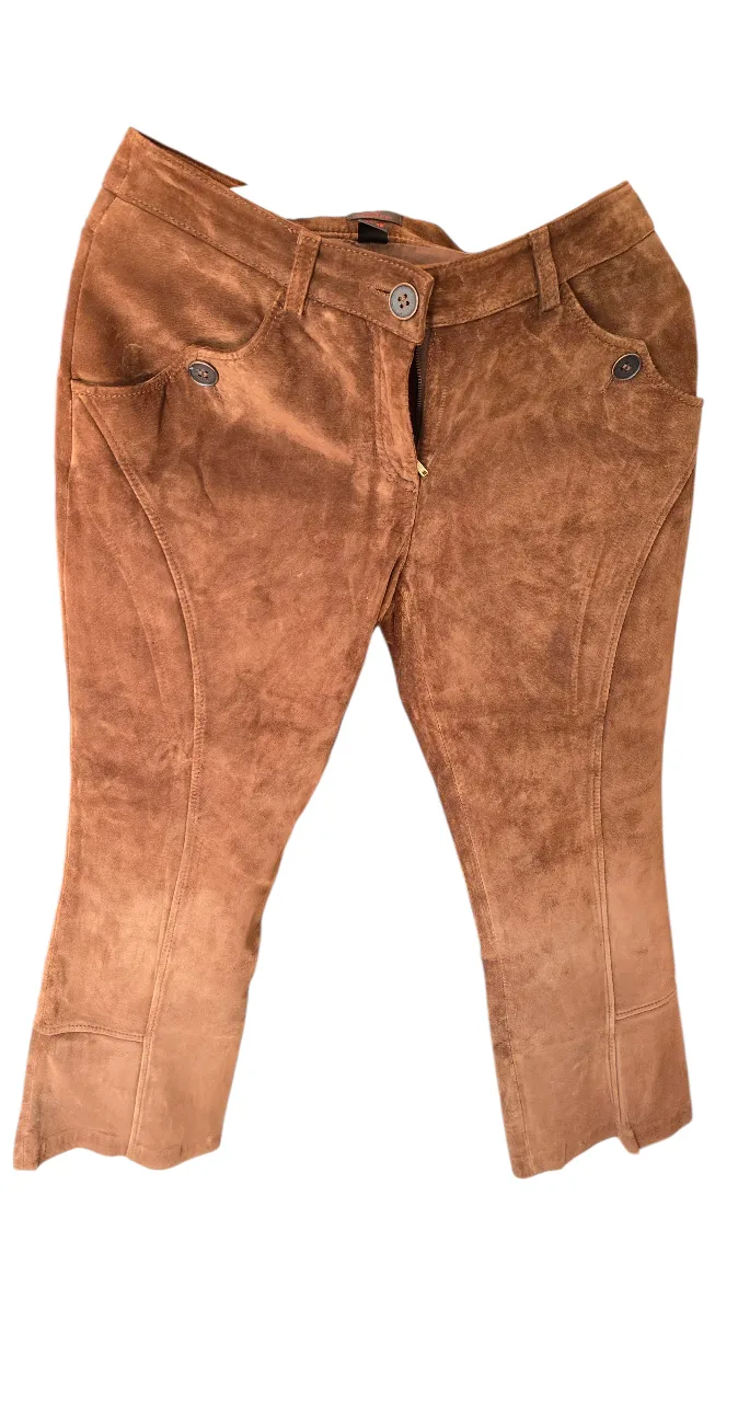 Vintage Brown Suede Leather Pants, size 6 thumbnail