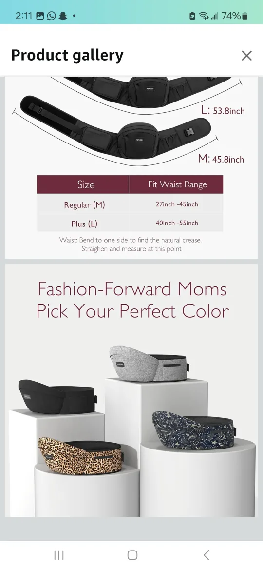 Momcozy Baby Carrier Waist Seat - Black image indicator(9)