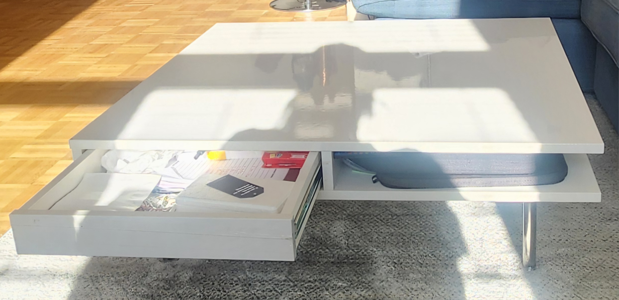 White Square Coffee Table with Storage - photo 4