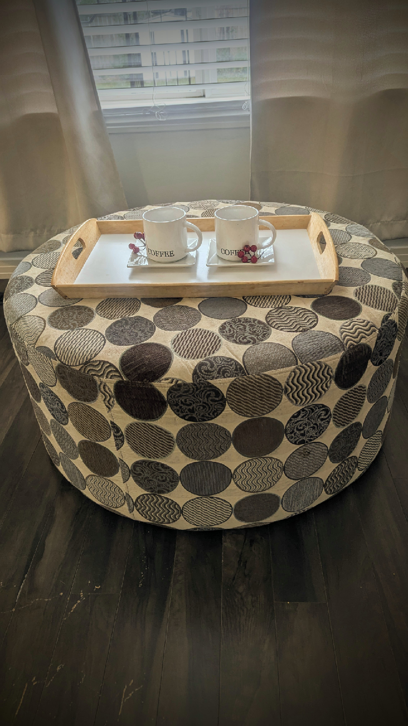 Patterned Round Ottoman - photo 3
