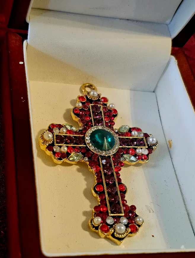 Vintage Jeweled Cross Pendant( museum piece image indicator(4)