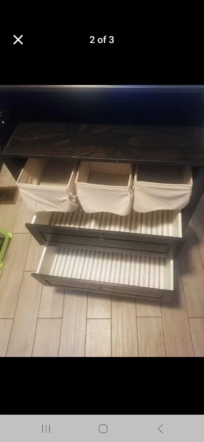 Dark Brown Wood 3 drawer change table image indicator(2)